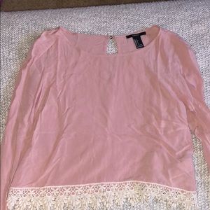 Pink crop top with lace bottom